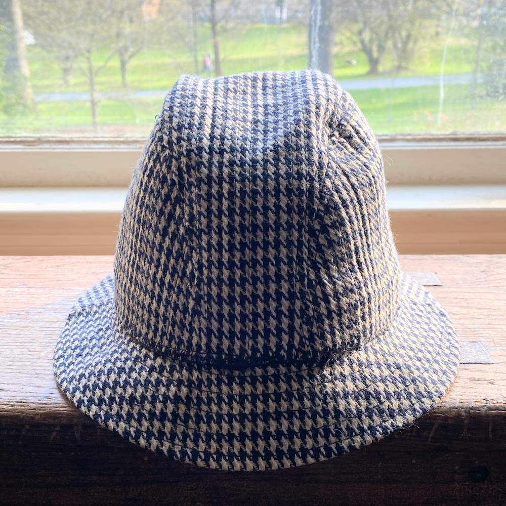 Houndstooth Fedora Hat - Black and White
